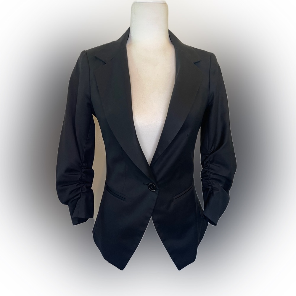 Kenna-T Wool Blend Ruched Sleeves Blazer